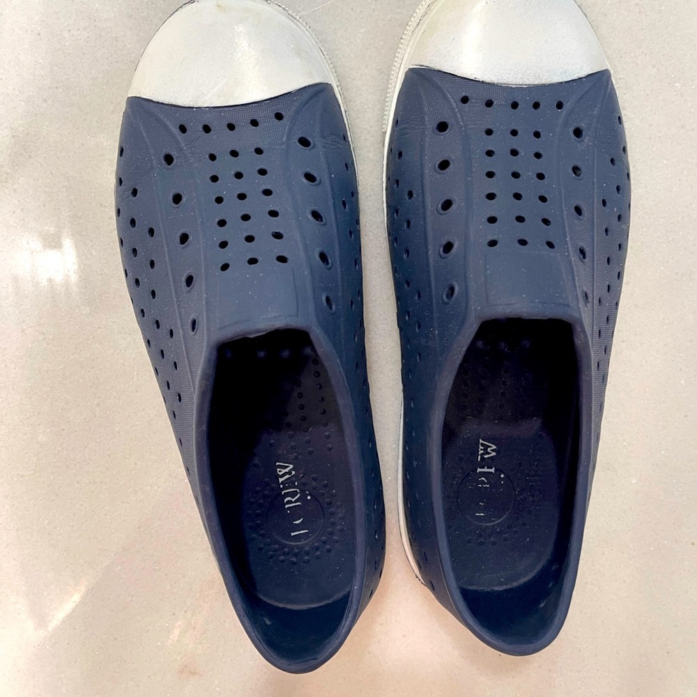 Navy and White Slip-On Shoes